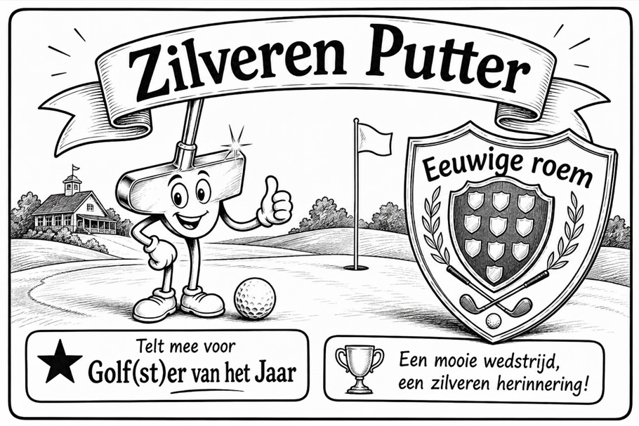 Addy Weegels en Stefaan Evens winnen de Zilveren Putter 1 Zilveren putter tekening
